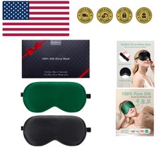 100 Real Mulberry Silk 2 Pack Sleep Mask, Pure Silk Eye Masks with Adjustabl...
