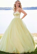 Morilee by Madeline Gardner Yellow Organza Ball Gown Dress Prom/Formal- Size 12