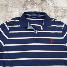 Polo Ralph Lauren Polo Shirt Mens Large Blue Striped Custom Slim Fit