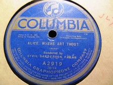 1918 Sibyl Sanderson Fagan BIRD WHISTLER Vaudeville ALICE WHERE ART THOU A2919