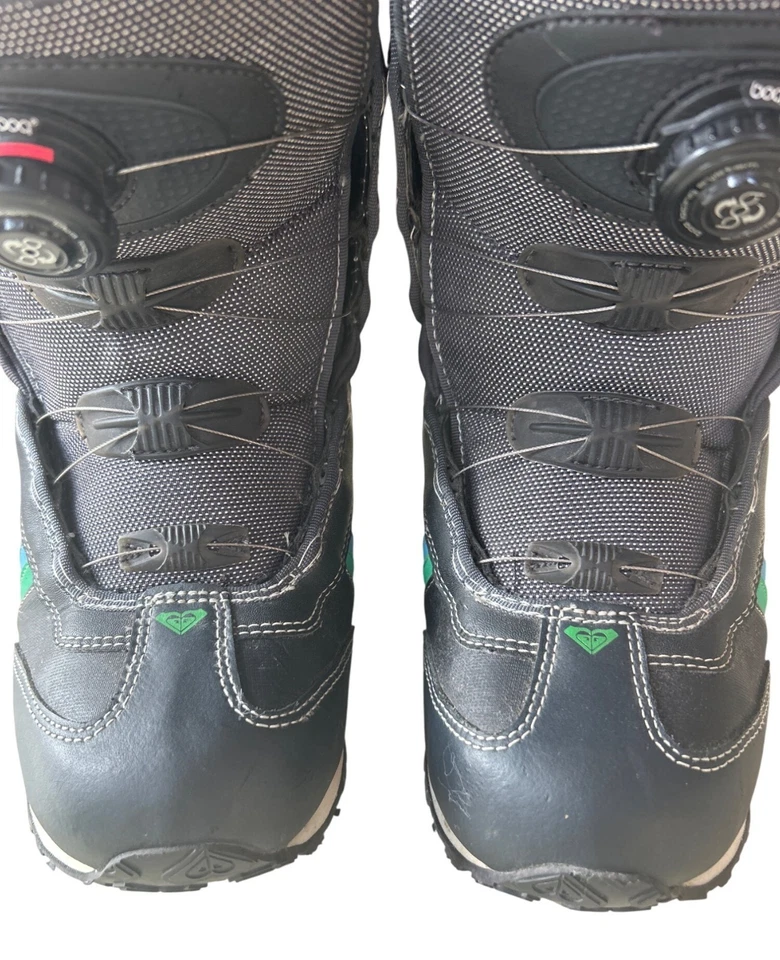 Botas de snowboard Roxy Leilania Boa para mujer talla 8 negras azules verdes Foto 3 de 4