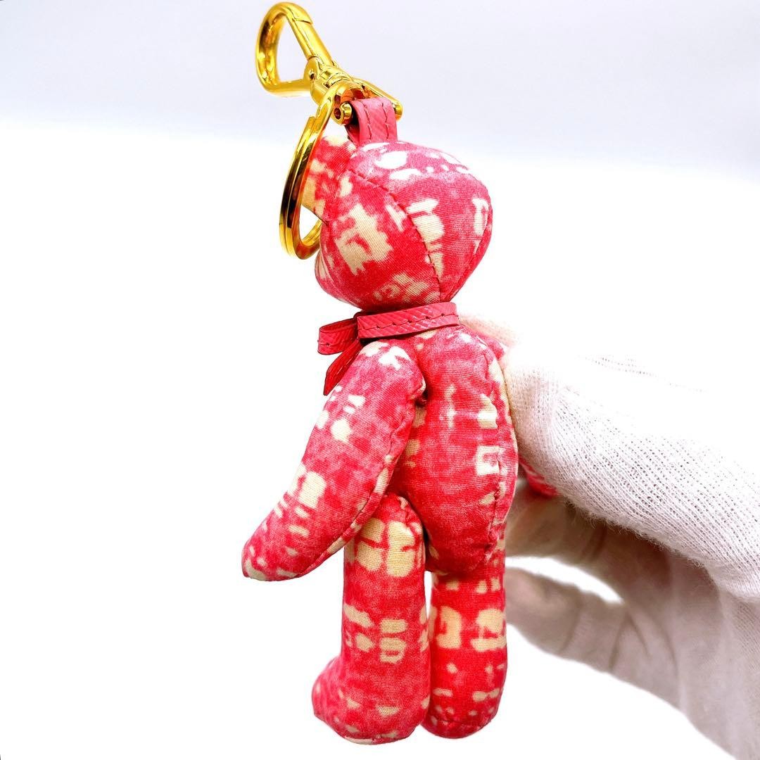 PRADA Bear Charm Keychain Pink Gold Metal Used SA thumbnail 4