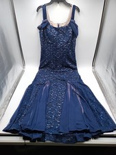 Alex Evenings NEW Navy Blue Floral Lace Sequin Dress Size 8 C3-F4