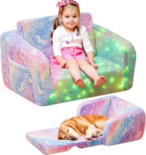2-In-1 Soft Toddler Couch Fold Out,Foldable Toddler Chair, Glow in the Dark Kids