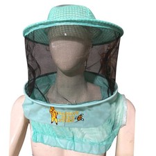 Three Layer Ventilated Beekeeping Veil in Round Aqua 3-Layer Hat