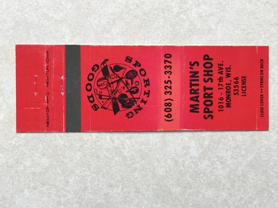 #ad AV176 Matchbook Cover Martin#x27;s Sport Shop Monroe Wisconsin WI $4.99