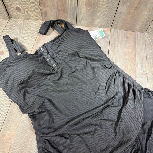 One Piece Black Swimsuit for Women Tummy Control Ruched Slimming Size XL