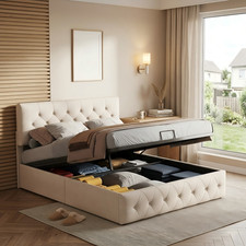Polsterbett 160x200cm Höhenverstellbar Kopfteil Bettrahmen Doppelbett Lattenrost