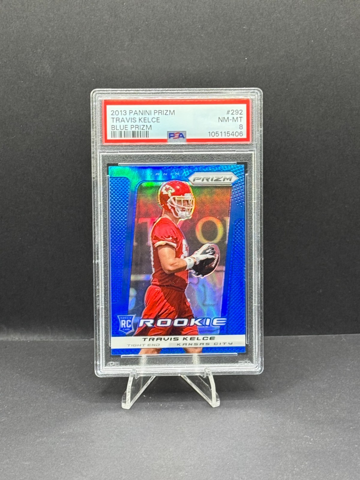 2013 Panini Prizm Travis Kelce Blue Prizm #292 PSA MINT8