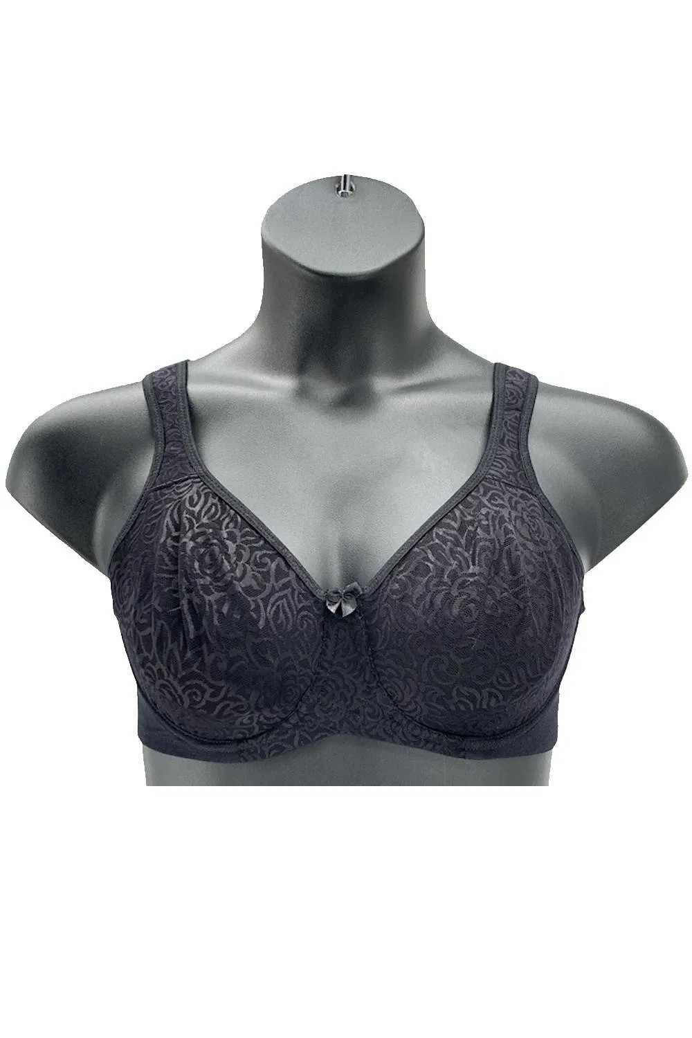 Breezies Wild Rose Lace Seamless Underwire Bra Black