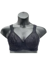 Breezies Wild Rose Lace Seamless Underwire Bra Black