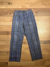 JON JON Damenhose Blau kariert gerades Bein B...
