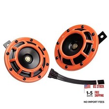 Car Horns 12v Loud Eletric Car Horn Super tone 12V High Tone/Low Tone orange