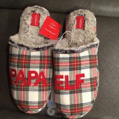 NWT Wondershop by Target Papa Elf Plaid Men’s Faux Fur Slippers Large 11 / 12 - Image 1 of 4
