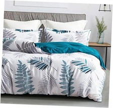Cotton Size Comforter, 600 Thread Count Cotton Blue King White teal Leaf