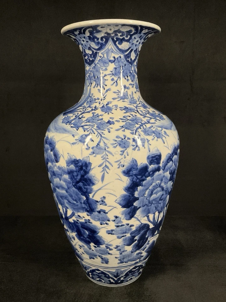 Antique 19th C. Meiji Period Japanese Imari Blue and White Porcelain Vase - Image 2 of 4