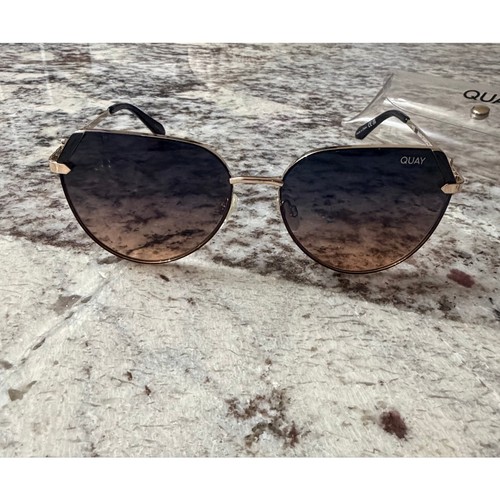QUAY Australia Main Character Sunglasses Black Gold Smoke Gradient Oversized