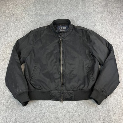 Armani Jeans AJ Bomberjacke Herren Large Schwarz Reißverschluss Harrington Stehkragen