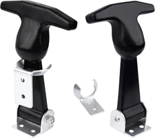 Elastic Stainless Steel Rubber Hood Catch T-Handle Hasp with Brackets (2 Pcs)