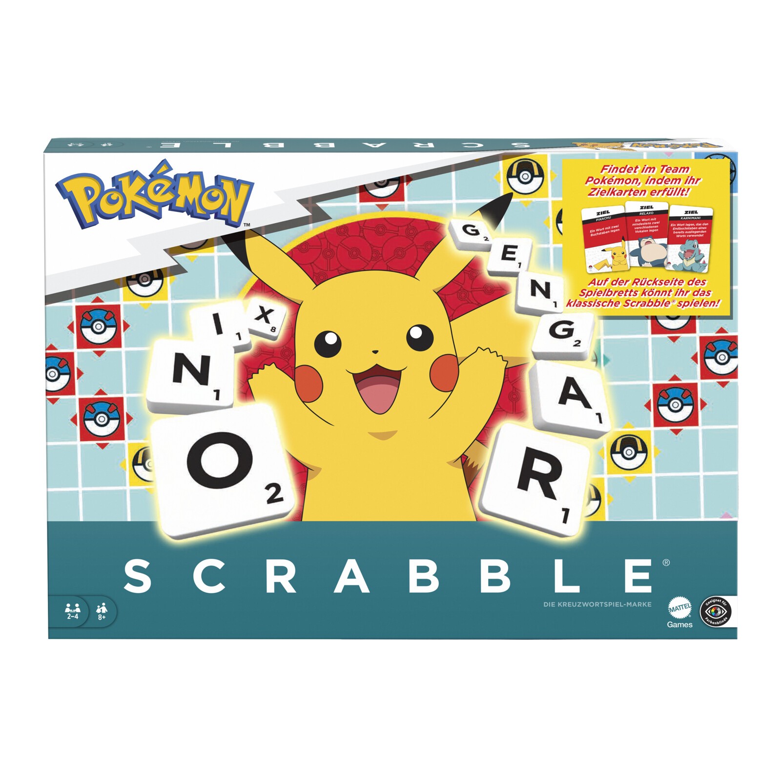 MATTEL GAMES Scrabble Pokmon mit Mega Figur Familienspiel Mehrfarbig 4490₽