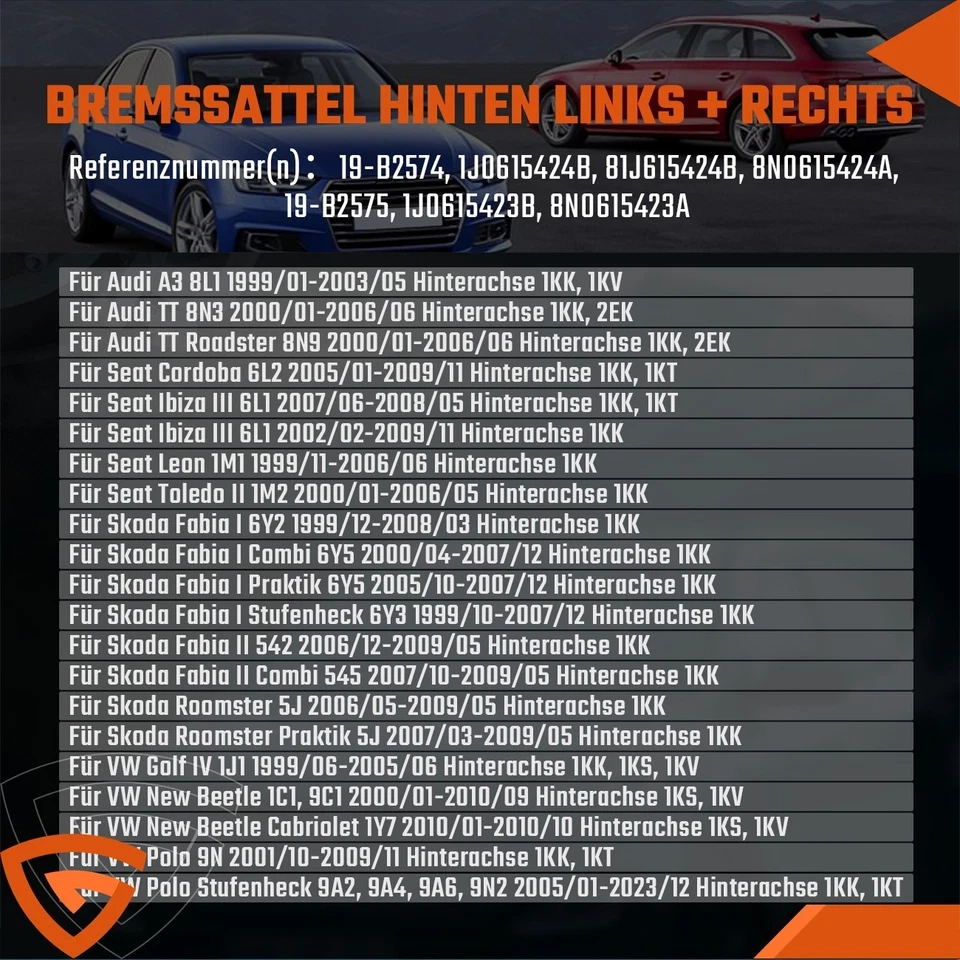 Bremssattel Set für Skoda Octavia I Kasten/Kombi 1U5 1J0615424B 1J0615423B Paar - Bild 3 von 4