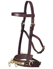 Tough 1 Headstall Leather Soft Padded Lunge Horse Brown 52-6908