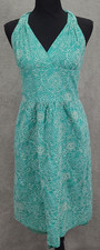 HAROLDS Turquoise White Paisley Embroidered Knee Length Sundress Size 6