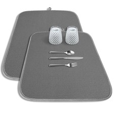 Dish Drying Mat - 2-Pack Washable Microfiber Drying Mat for Kitchen Counter,