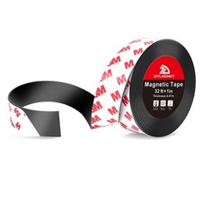 Magnetic Tape - 32 ft x 1 inch Magnet Strip Tape Roll with Strong Adhesive Ba...