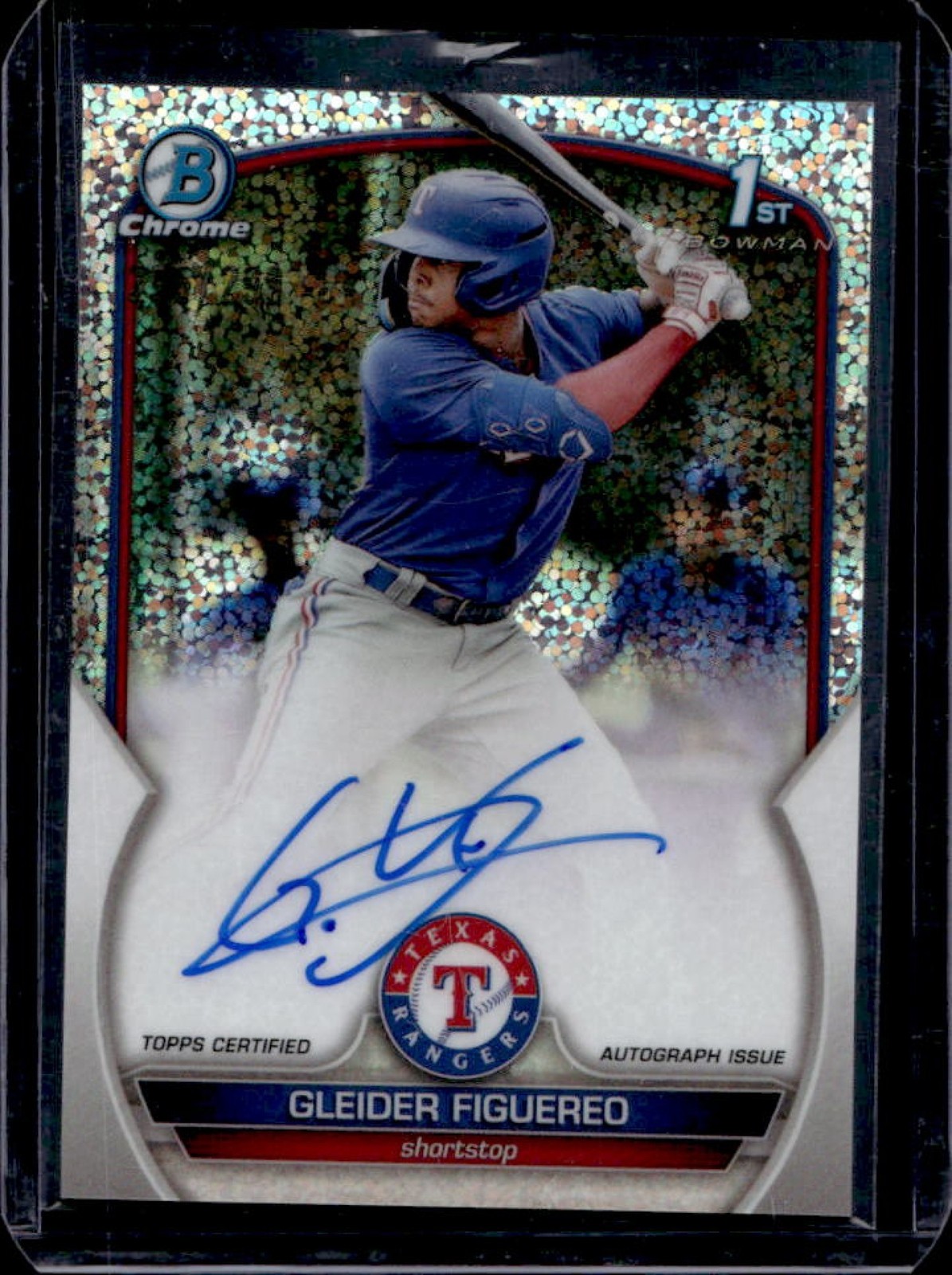 2023 Bowman Gleider Figuereo Chrome Auto Speckle Refractor 1st #/299 Rangers
