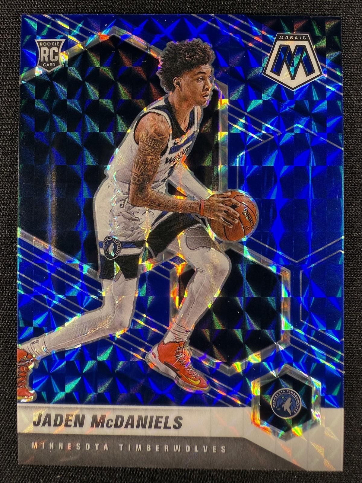 2020-21 Panini Mosaic #235 Jaden McDaniels Mosaic Blue Rookie Prizm /99