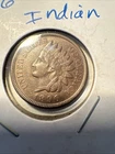 1896 1c Indian Head One Cent Penny Coin with Full Liberty and Head Band XF AU