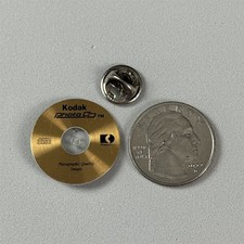 Vintage Kodak Photo CD Compact Disc Gold Siler Tone Promo Pin Pinback #56157