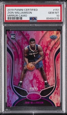 2019 PANINI CERTIFIED MIRROR CAMO #151 ZION WILLIAMSON ROOKIE RC 2/25 PSA 10