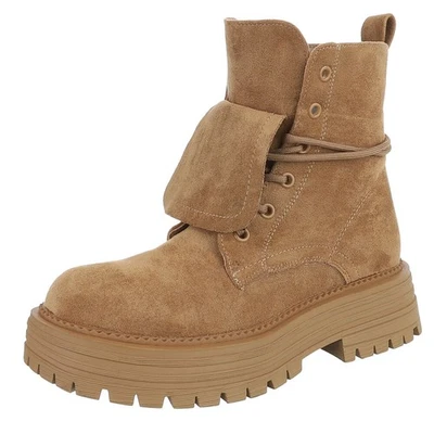 Damen Schnürschuhe mit Lochschnürung Ital-Design 0201 in Hellbraun