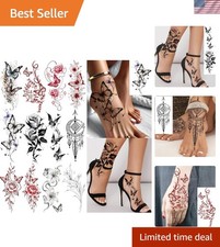 Elegant Waterproof Butterfly  Floral Tattoo Stickers - 12 Sheets for Body Art