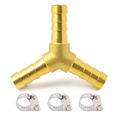 Brass 3/8'' Hose Barb 3 Way Wye Y Shape Barbed Splitter Fitting Splicer for Water