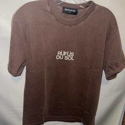 Rufus Du Sol Merch T-Shirt Size S Brown Faded Wash Authentic Tour Merch