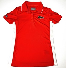 LACOSTE SPORT MIAMI OPEN ULTRA DRY ORANGE/WHITE TENNIS SHIRT WOMEN'S sz. 32