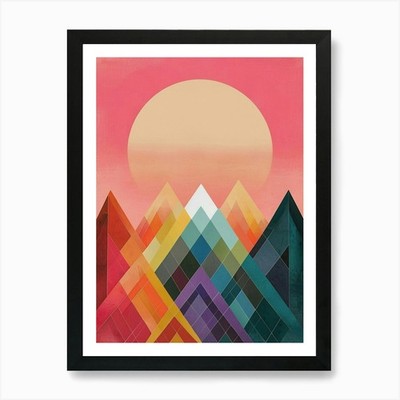 Regenbogen Farbe Berge mit Sonnenaufgang gerahmtes Wandbild Poster Leinwanddruck Bild