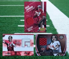 Three Tampa Bay Buccaneers Quarterback Brad Johnson Game Used Jersey Card Lot #1