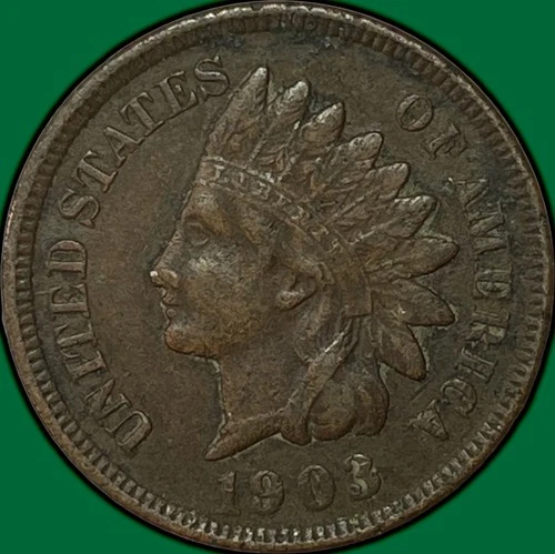 1903 Indian Head Cent Extremely Fine XF Coin, Corrosion #34188