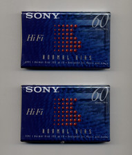 2 SONY Hi Fi 60 Minute Type I Normal Bias Blank Cassette Tape - Brand New