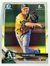 2018 1st Bowman Chrome Refractor BDC-92 Calvin Coker Oakland Athletics