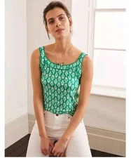 BODEN Yolande Pompom Jersey Vest GREEN SIZE UK 12 BRAND NEW  T16