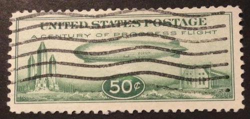 SCOTT #C18  USED 1933 ZEPPELIN OVER CHICAGO WORLD'S FAIR AIRMAIL STAMP  STK #SP9 - product listing photo