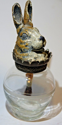 VERY RARE ANTIQUE COLD PAINTED RABBIT HEAD GLUE POT BERGMAN STYLE L@@K ...
