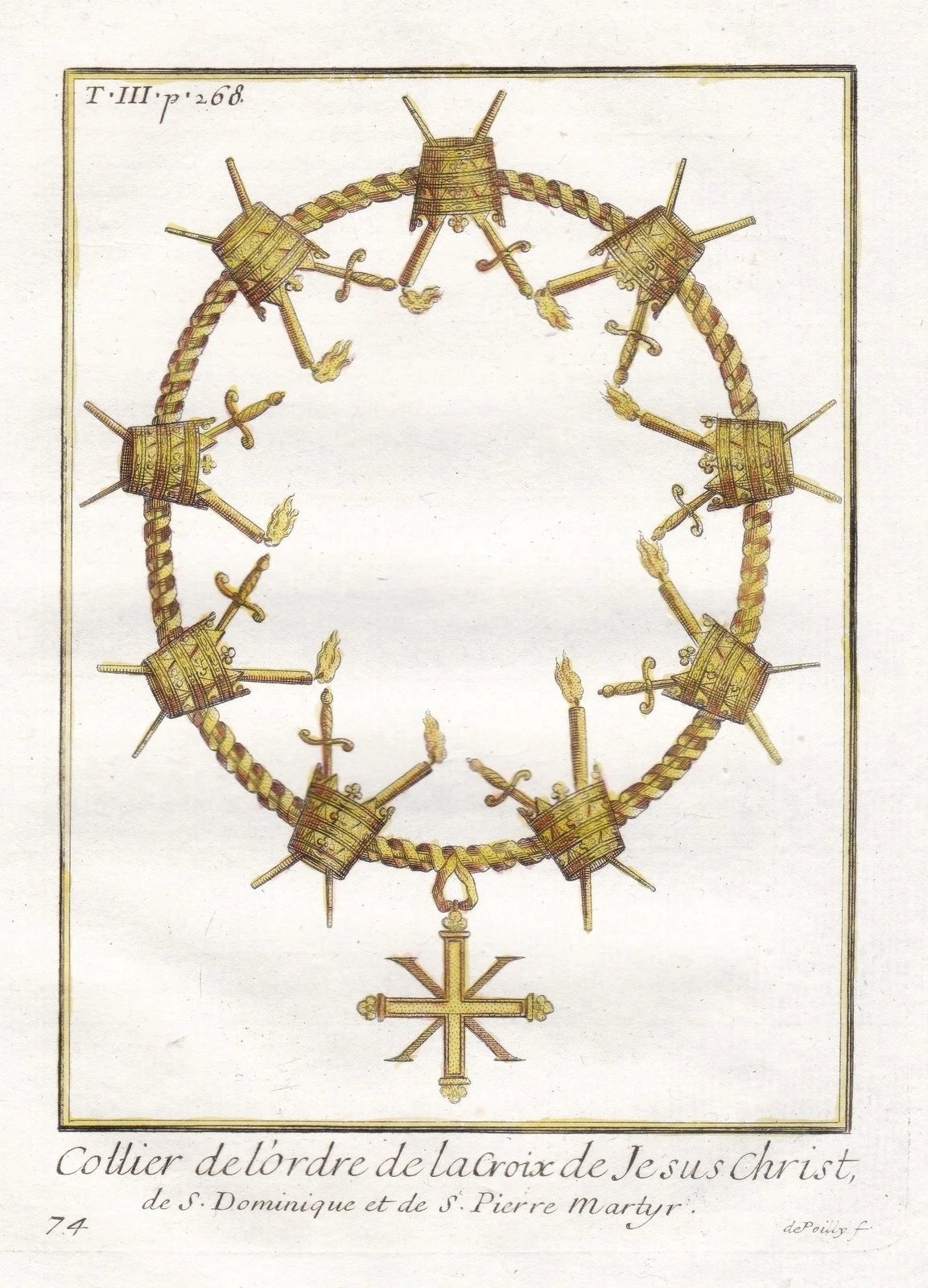 Christusorden Ordre Suprême du Christ Collier Ordre Gravure Cuivre 1790