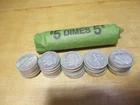 Roll of 50 Silver  Dimes $5 Face 50 roosevelts   90% Silver Mixed