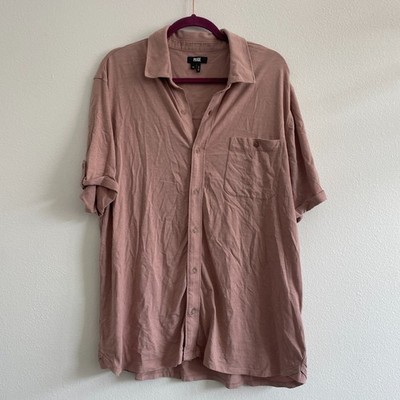Paige Button Down Shirt Men xl Brayden Roll Sleeve Pocket Pink Knit Casual